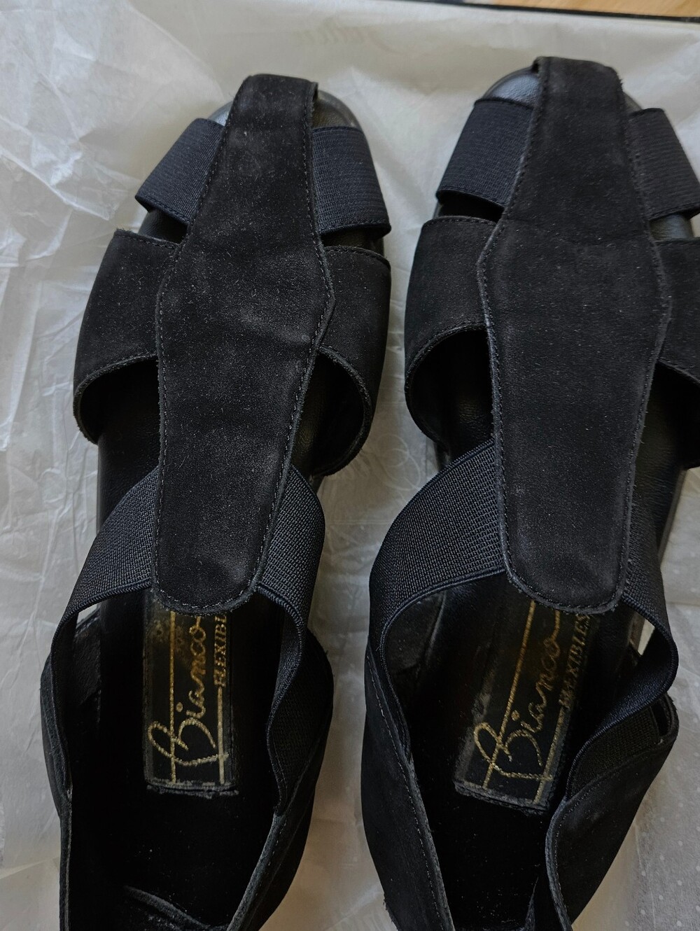 Bianco Black Suede Sandals, Size 7.5. Good condition